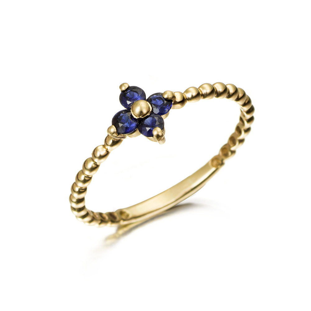 9K gold sapphire flower ring